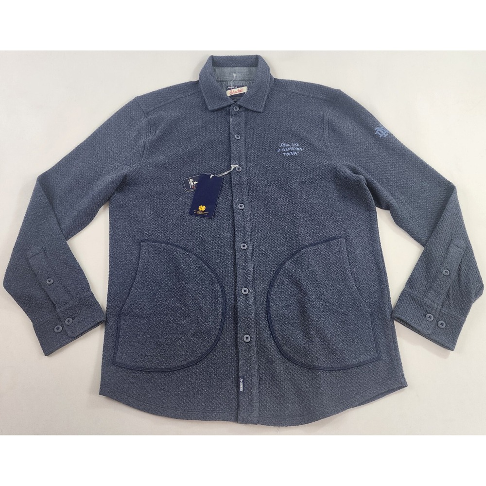 Johnnie-O Notre Dame Ruettiger Shacket Indigo Blue JMSJ100070 Mens Size M